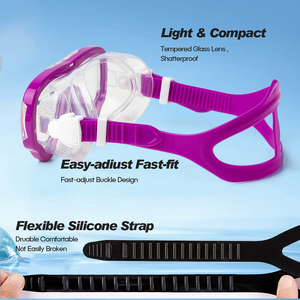 Máscara de <span class=keywords><strong>buceo</strong></span> <span class=keywords><strong>con</strong></span> vista panorámica para adolescentes, protección UV antivaho, resistente al agua, silicona, cómodo montaje en cámara, máscara de esnórquel puro - Product Image 3