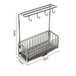 Égouttoir à éponges de cuisine moderne pour hôtel, en acier inoxydable, support mural pour torchons, compatible avec robinet à bord étroit, rangement pour évier - Product Image 3