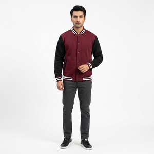 College <b>Baseball</b> Varsity <b>Jacket</b> <b>for</b> <b>Men</b> 100% Cotton Stand Collar Front Logo Winter Ready - Product Image 1
