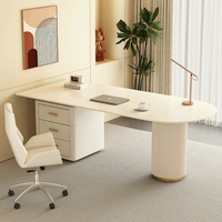 Bureau d'accueil de luxe moderne pour salon de beauté Bureau d'ordinateur de patron au design simple Panneau de roche Style mélamine Fabriqué en pierre durable