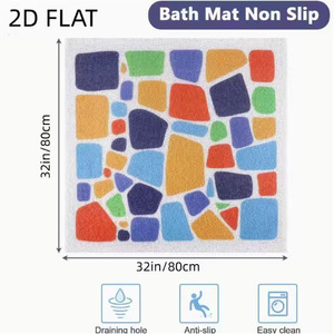 Alfombra de baño de seda con diseño geométrico rectangular, antideslizante, resistente al desgaste, fácil de limpiar, alfombra para el suelo de la ducha. - Product Image 3
