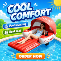 Fauteuil flottant gonflable électrique avec pare-soleil, double moteur et dossier inclinable en PVC