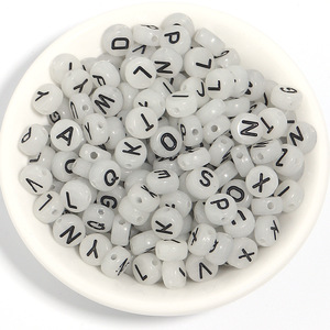 Perline Alfabeto Acriliche Luminose Piatte/Rotonde <span class=keywords><strong>A</strong></span>-Z 26 <span class=keywords><strong>Lettere</strong></span> per Braccialetti Bambini, Accessori Fai-da-Te per Gioielli - Product Image 5