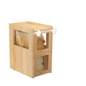 Wooden Bread Box Rectangle Solid Wood Desktop Storage Organizer With Wooden Lid For <b>Kitchen</b> Countertop Use - Product Image 2