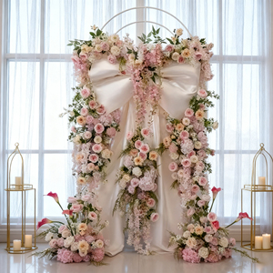 Arco de Flores Artificiales Rosa Blanco de Ensueño GNW, Decoración para Ceremonias de Boda, Arco de Flores de Seda para Decoración de Eventos - Product Image 1