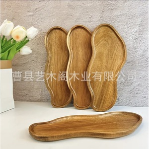 Wooden <b>Trays</b> Acacia Wood Irregular Shape Handmade Serving <b>Tray</b> For Hotel Coffee <b>Tea</b> Fruit Snack Platter A5 Shaped - Product Image 3