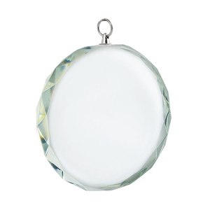 Médaille en cristal, verre blanc, 80x80x12 mm, trophée rond facetté - Product Image 1