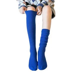 2018 레이디 겨울 다채로운 따뜻한 두꺼운 양모 종아리 높이 무릎 스타킹 높은 튜브 파일 양말