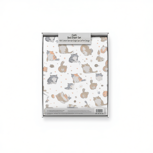 Juego de Sábanas Gatti 100% Algodón Alemán Tamaño Individual Diseño con Estampado de Gato - Product Image 3