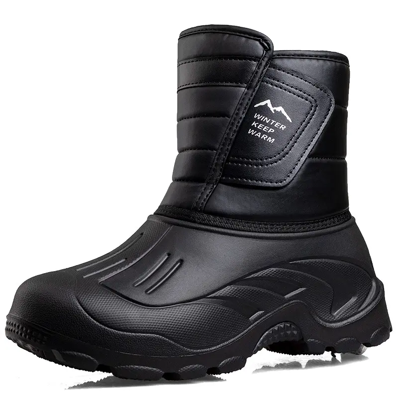 Personalizado de los hombres E61 de corte alto Hook Loop impermeable Trekking Suela Forro de invierno Botas de nieve Zapatos