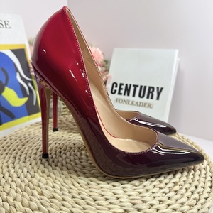 Chaussures à bout pointu pour femmes, dégradé rouge et noir, 8CM 10CM 12CM, taille 34-46, élégantes escarpins à talons aiguilles pour robe de soirée, talons hauts sexy - Product Image 4