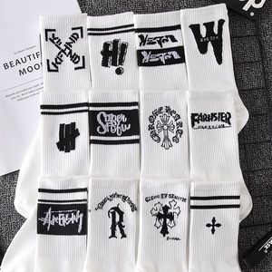White Crew <b>Socks</b> With Letter Logo Cotton Breathable Daily Casual <b>Socks</b> For Adults Summer Style - Product Image 4