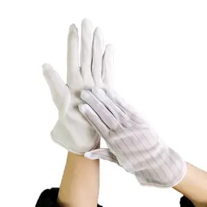 Vente chaude 13 jauge sans couture assemblage antistatique en Fiber de carbone Pu Esd antistatique salle blanche Polyester Nylon gants de travail