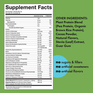 Integratore sanitario a base vegetale a basso contenuto di calorie senza OGM e colesterolo diabetico cioccolato vegano proteine in polvere - Product Image 2