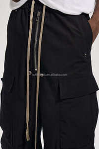 100% cotone Lido in nero con occhielli larghi Jeans lunghi con cerniera Jeans per uomo con cerniera larghi pantaloni con coulisse - Product Image 6