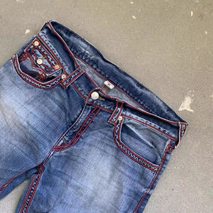 ディズニーカスタムハイストリート刺繍入りダメージジーンズヴィンテージデニムジーンズ卸売ダークウォッシュダメージ加工ストリートウェアジーンズ - Product Image 2