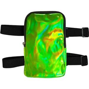 Sac de cuisse holographique avec pochette de cheville réfléchissante irisée, support de téléphone, sac de festival, sac de carnaval pour le sport, femmes et hommes - Product Image 5