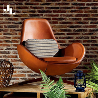 Fauteuil de salon moderne en forme d'œuf, pivotant, en cuir brun, fauteuil individuel, meubles