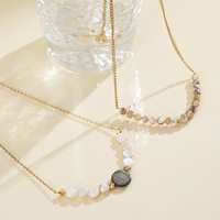 Collier ras du cou pour femme, style élégant, vente en gros, personnalisé, avec perles coupées en coquillage naturel, pierre, barre, abalone et œil de chat