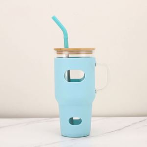 Gobelet en verre pour voiture de 32 oz avec poignée et manchon en silicone antidérapant pour routes accidentées - Product Image 4