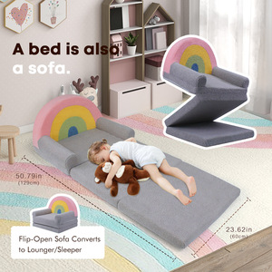 Canapé convertible 2 en 1 personnalisé en usine, canapé-lit pour tout-petits, design arc-en-ciel, canapé pour enfants pour salon, salle de jeux, chambre à coucher - Product Image 4