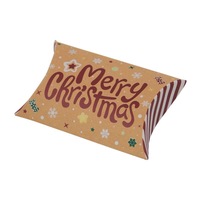 Vente en gros de nouvelles boîtes en papier kraft en forme de coussin avec motif de Noël, 12 couleurs au choix