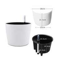 Vente en gros de pots à fleurs ronds en plastique auto-arrosants de 7 pouces avec indicateur de niveau d'eau, pot à bonsaï pour plantes d'intérieur, décoration de la maison