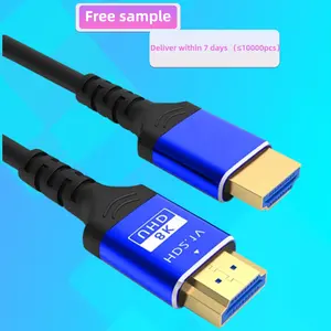 1m 1.5m 2m 3m 5m Gold plated 8k hdmi 2.1 cable manufacturers 120hz 7680*4320 3D China coiled hdmi cable for mobile to tv