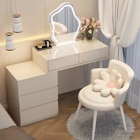 Coiffeuse en aluminium haut de gamme style Wabi-Sabi avec bureau intégré et rangement pour chambre à coucher, petit appartement, maison de location