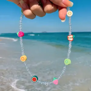 Go2Boho 2022 Transparante Kralen Kettingen Willekeurige Fruit Choker Ketting Voor Vrouwen Eenvoudige Clear Acryl Kralen Zoete Zomer Sieraden