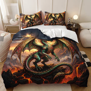 Parure de lit de luxe imprimée Pterosaure 3 pièces, moderne et élégante, en microfibre douce, pour lits King, Queen et adolescents – Toute la literie - Product Image 3