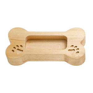 Porte-cartes de visite de bureau en bois massif, gravé avec des empreintes de pattes de animaux de compagnie et des formes d'os, pour cartes de visite transfrontalières - Product Image 4