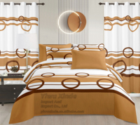 Parure de lit de luxe en microfibre 8 pièces, taille King, imprimé floral, avec drap plat, drap-housse et rideaux