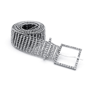 Cinturón con Hebilla Cuadrada de Pedrería, Accesorios de Moda para Mujer, Cadena para la Cintura para Bodas y Banquetes - Product Image 4