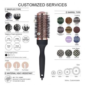 Cepillo de cerdas iónicas de cerámica chapado en oro rosa de alta gama con mango de pinza para uso en salón - Product Image 2