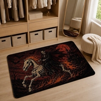 Tapis moderne antidérapant lavable en polyester, motif cheval squelette vampire, en faux velours insonorisant pour chambre gothique