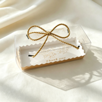 Boîte à gâteau transparente personnalisable IMEE, boîte cadeau portable avec poignée en corde dorée, parfaite pour l'emballage de pâtisseries et de desserts