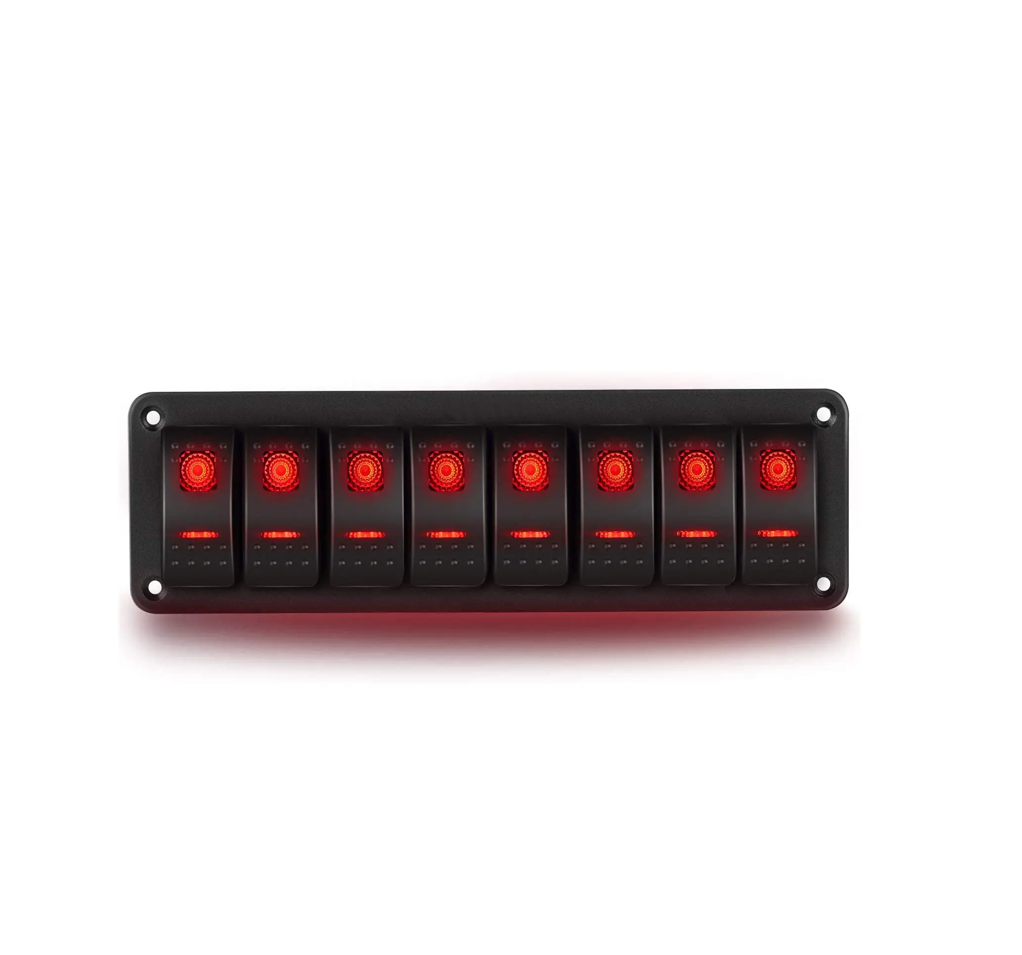8-Gang-Wippschalter 5-polig Ein-Aus-Kippschalter Aluminium halter 12V 24V Rote Schalter mit Hintergrund beleuchtung für Automobile Marine