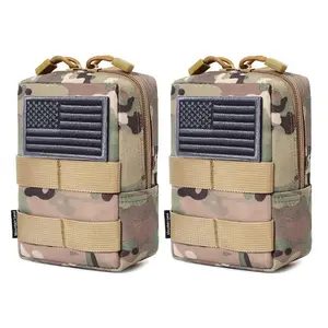 Portable 2 Pack Hiking Hunting Tactical Molle Pouch Waterproof Belt Tactical Small Bag Pack