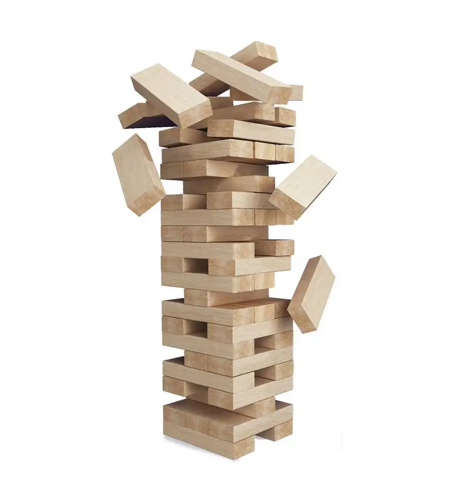 थोक कस्टम लोगो लकड़ी विशाल ब्लॉक स्टैकिंग टॉवर खेल खिलौना 54 दृढ़ लकड़ी लकड़ी शिल्प 4 + पैर
