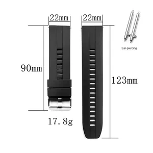Bracelet de montre en silicone en gros pour usine, compatible 20mm 22mm, avec boucle métallique universelle, bracelet de sport de remplacement - Product Image 2