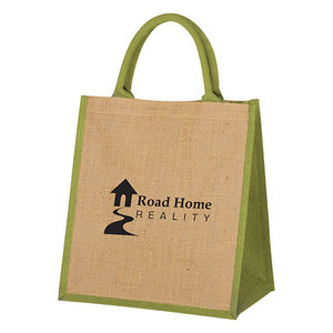 Customized Logo Eco Friendly Advertising Gift Jute <b>Burlap</b> Tote Shopping Bag with Color Stitching - Product Image 4
