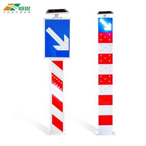 Solar Warning <b>Post</b> With Flashing <b>Lights</b> For Traffic Safety Ground Mount IP65 Reflective Steel Q235 - Product Image 4