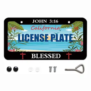 John 3:16 Jesus Cross License Plate Frame Blessed Christian Religious Decorative Stainless Steel Car License Plate Cover