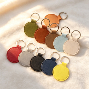 Custom Pattern PU Leather Keychain With Cosmetic Mirror Floral Leather <b>Key</b> Pendant Metal Clasp Bag Decorative Accessories - Product Image 3