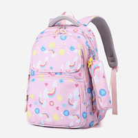 Dernier ensemble de sacs d'école 3-en-1 de dessin animé mignon en nylon étanche livre sac à dos boîte à lunch pour garçons filles fermeture à glissière style tendance