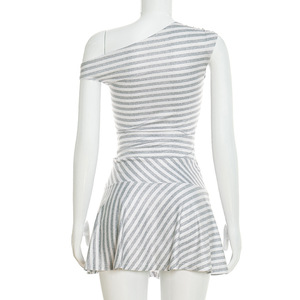 Abito Mini Monospalla a Righe con Volant per Donna, Moda Femminile Sehe - Product Image 6