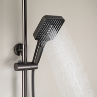 Kit de douche en laiton avec fonction pluie douce en céramique, filtre anti-calcaire et anti-colmatage, finition brossée, construction durable pour usage extérieur
