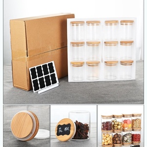 250毫升300毫升高硼硅酸盐食品玻璃储物罐套装，带竹盖 - Product Image 3