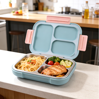 Boîte à lunch portable en acier inoxydable à 3 compartiments, anti-fuite, sans BPA, de qualité alimentaire, pour enfants